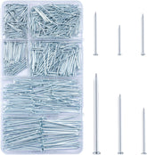 700Pcs Hardware Nails for Hanging Pictures, up to 2"-Long Finish Nails Assortment Kit for Wall Art Decor, 640 Frame Nails and 60 Small Finishing Nails for Drywall Wood - Silver Picture Hangers