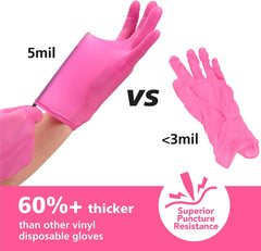 Disposable Gloves for Women, Pink Vinyl Gloves Disposable Latex Free for Cooking, Food Prep, Cleaning, Hair Dye, Tattoo, Medium Duty, Touch Screen, Large, 100 Pack