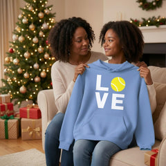 Love Tennis Hoodie Women Teen Girls Player Coach Fan Sporty Pullover | Cozy Fleece Tennis Hoodie; Great for Players, Coaches and Fans, Match Warmup, Game Day, Teen Girls Gift