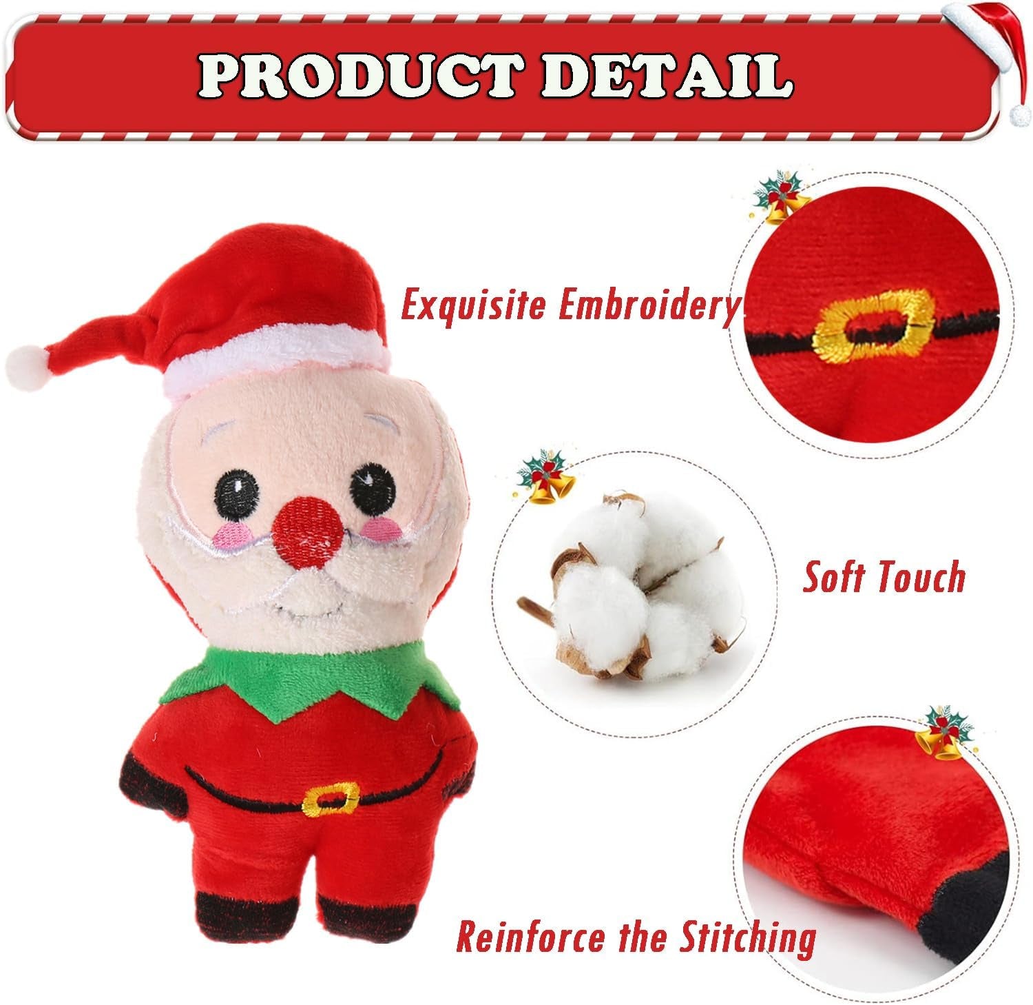 Small Dog Toy Christmas, Plush Squeaky Puppy Toy, Holiday Dog Toy Gift Set