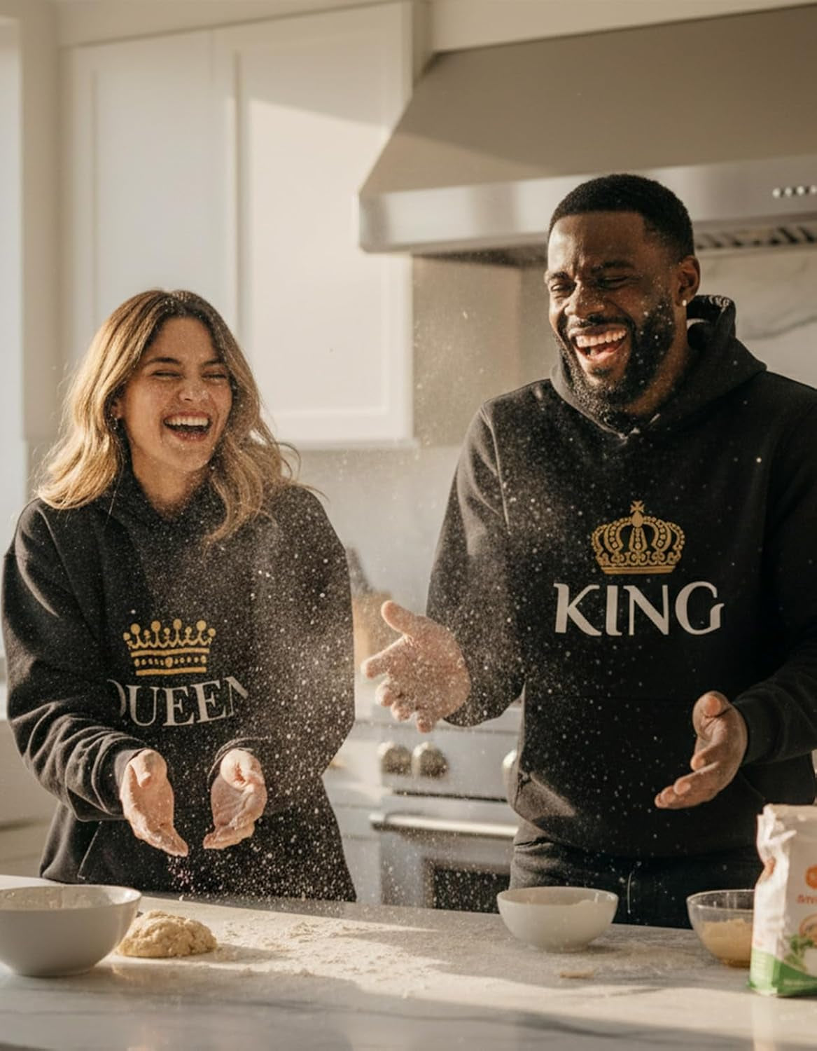 King Queen Matching Couple Hoodie Set His Hers Valentine'S Day | Cozy Cotton-Blend His and Hers Hoodie Set; Great for Valentine'S Day, Anniversary, Newlywed Couples Gift