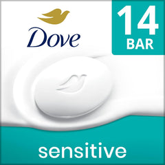 Dove Beauty Bar More Moisturizing than Bar Soap for Softer Skin, Fragrance-Free, Hypoallergenic, Sensitive Skin with Gentle Cleanser 3.75 Oz 14 Bars