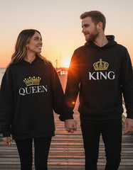 King Queen Matching Couple Hoodie Set His Hers Valentine'S Day | Cozy Cotton-Blend His and Hers Hoodie Set; Great for Valentine'S Day, Anniversary, Newlywed Couples Gift