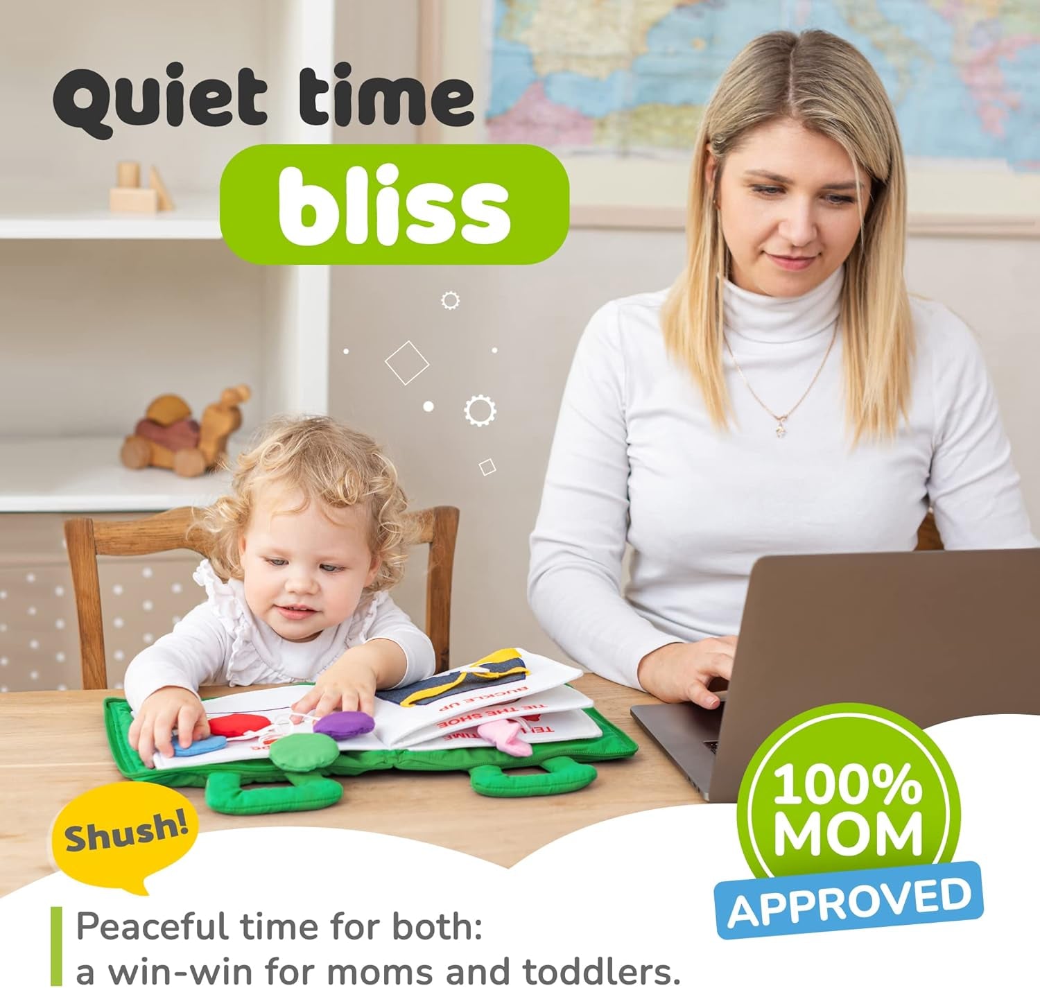 Busy Book for Toddlers 1-3, Montessori Plane Toys for Toddlers 1 Year Old | Long Flight Must Have, Airplane Toddler Travel Toys, No Noise Activity Book, All Parts Attached, Gift for Girls & Boys