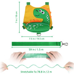 Toddler Harness Leash with anti Lost Wrist Link, Cute Dinosaur Kids Harnesses with Wristband Bracelet Leashes Strap Tether for Baby Boys Walking (Yellow)