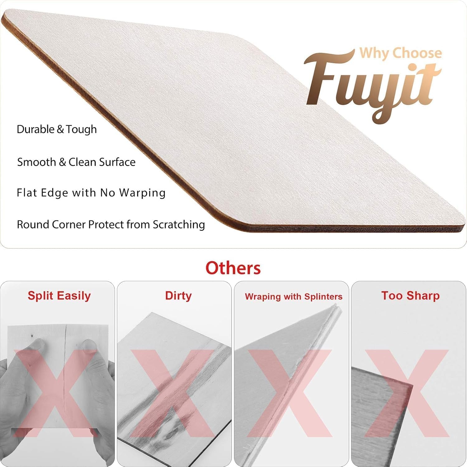 Unfinished Wood Pieces, Blank Wooden Squares for Crafts | 50Pcs 6X6 Inch Wood Boards, Natural Blank Surface, Painting & Lettering, DIY Crafts, Scrabble Tiles, Coasters & Signs