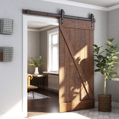 6 Feet Heavy Duty Sliding Barn Door Hardware Kit, 4FT - 18FT, Black, Smoothly and Quietly, Simple and Easy to Install, Fit 36" Wide Panel (Industrial Bigwheel Hangers) | 4FT - 18FT, Black, Smoothly and Quietly, Simple and Easy to Install, Fit 36" Wide Panel (Industrial Bigwheel Hangers)
