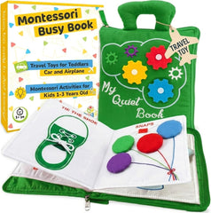 Busy Book for Toddlers 1-3, Montessori Plane Toys for Toddlers 1 Year Old | Long Flight Must Have, Airplane Toddler Travel Toys, No Noise Activity Book, All Parts Attached, Gift for Girls & Boys