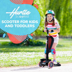 3-Wheeled Scooter for Kids - Wheel LED Lights, Adjustable Lean-To-Steer Handlebar, and Foldable Seat - Sit or Stand Ride with Brake for Boys and Girls Ages 1-14 Years Old