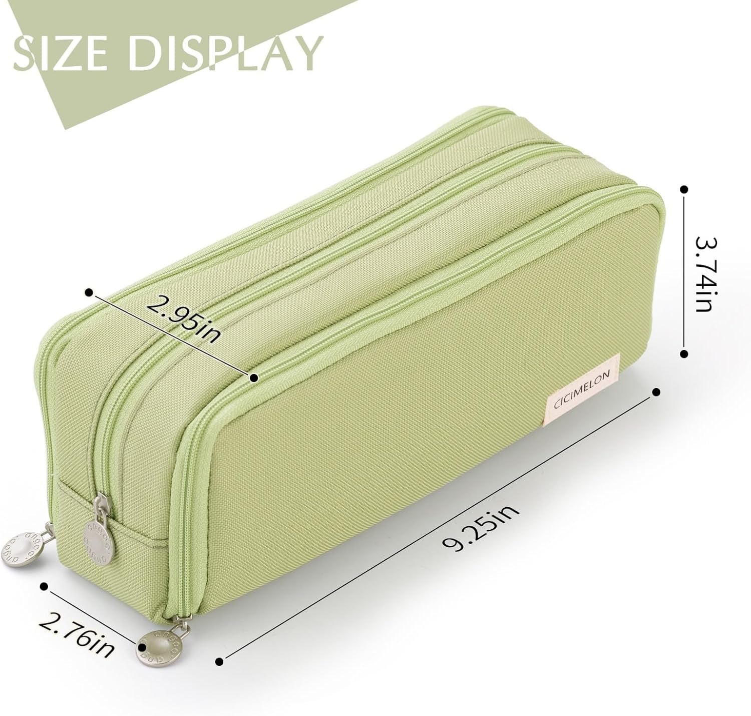 Large Capacity Pencil Case 3 Compartment Pouch Pen Bag for School Teen Girl Boy Men Women (Green)
