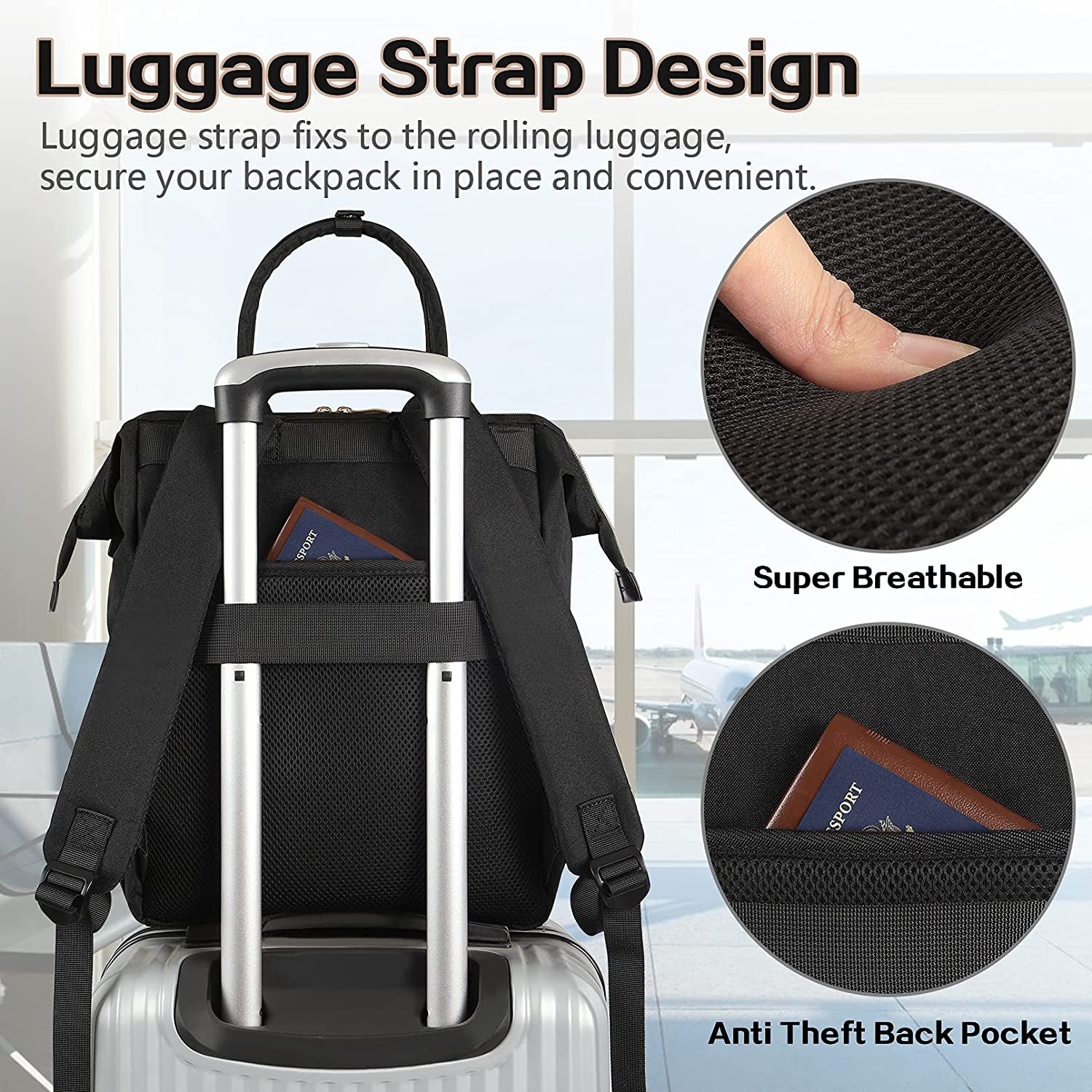 Lunch Bag Backpack, Insulated Cooler Backpack Lunch Box Laptop Backpack for Women Men Fits 15.6 Inch Laptop