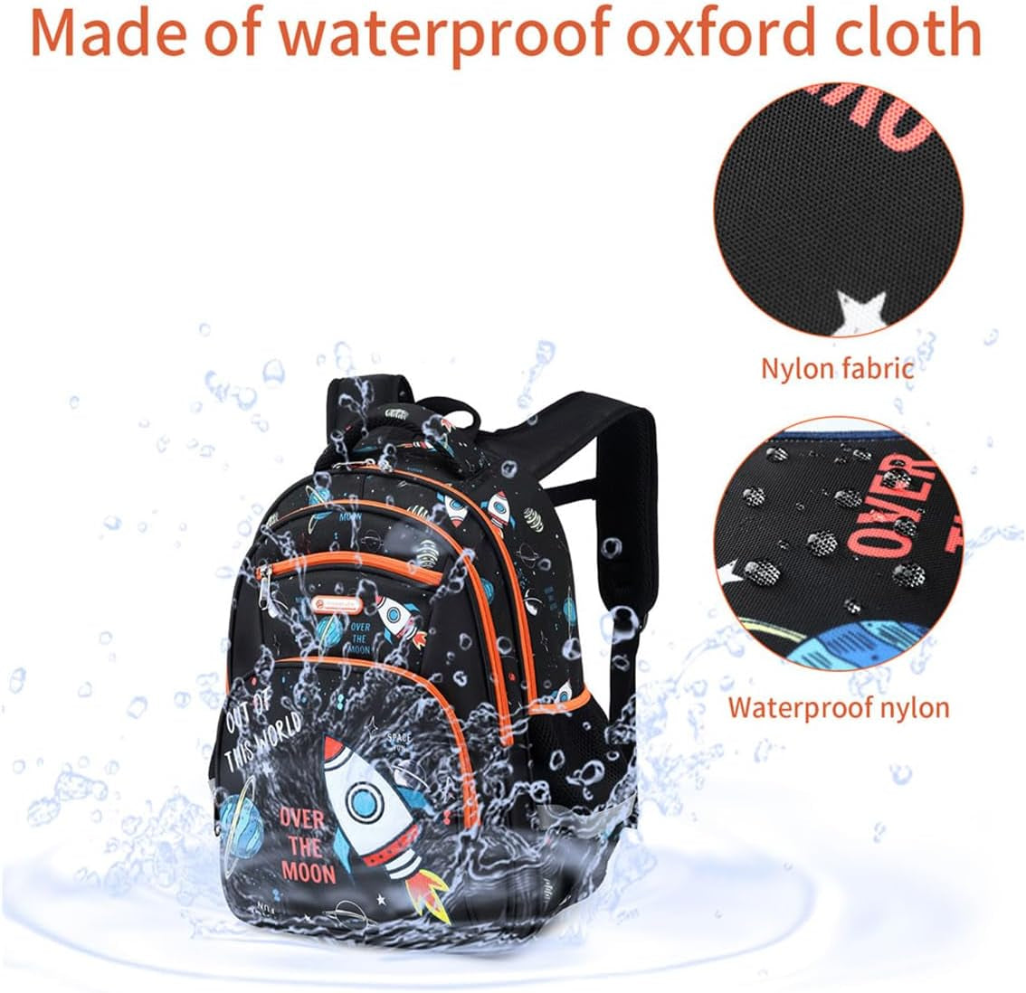 Kids Backpack for School Boys 6-10Age,16In Elementary Space Prints Bookbag | Kindergarten Lightweight Waterproof Large Capacity Sturdy Durable 6-Pockets Chest Buckle and Reflective Stripsfor Backpack