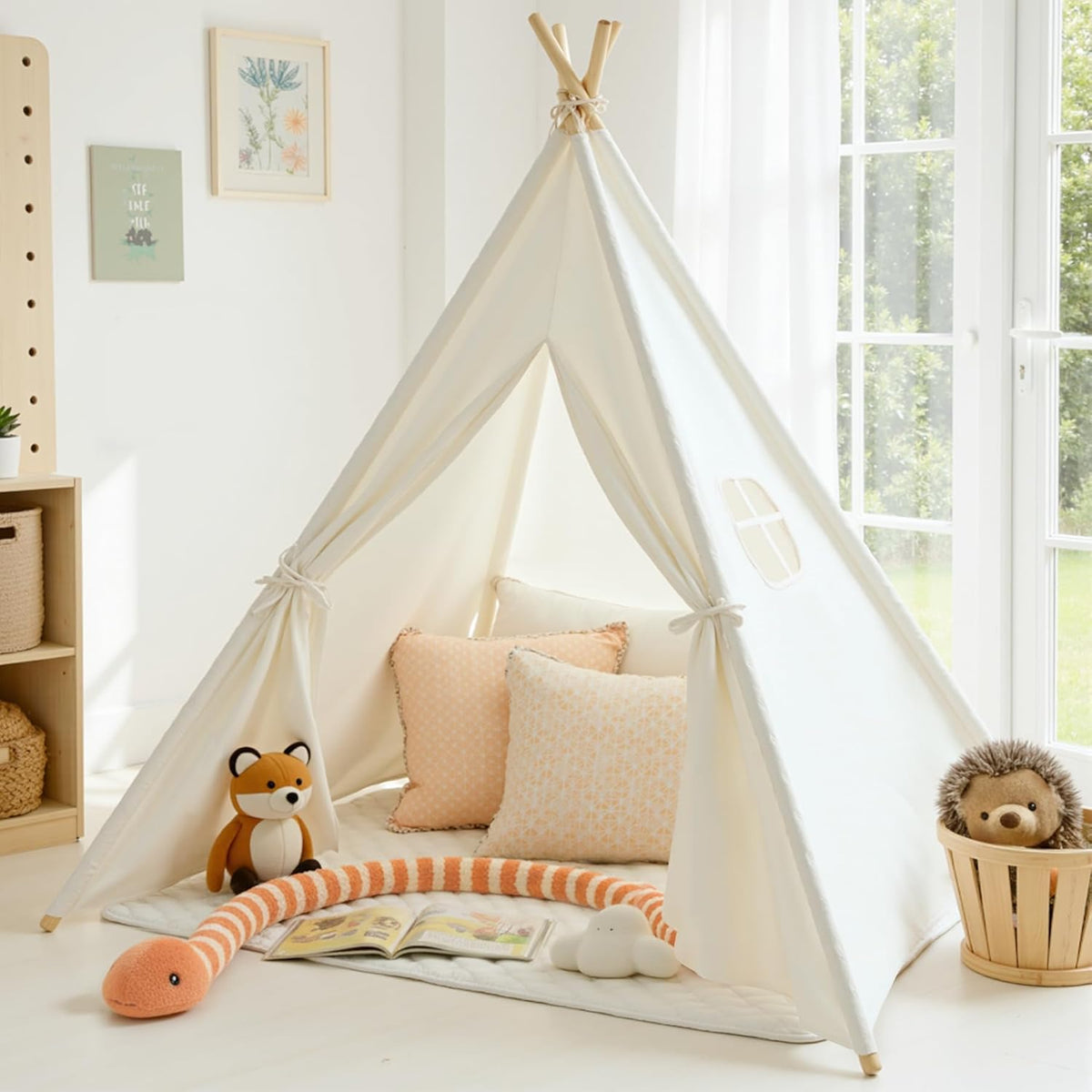 Teepee Tent for Kids Indoor - Toddler Play Tent Washable Tipi Sleepover Tents for Girls & Boys - Foldable Playhouse Gift Toys