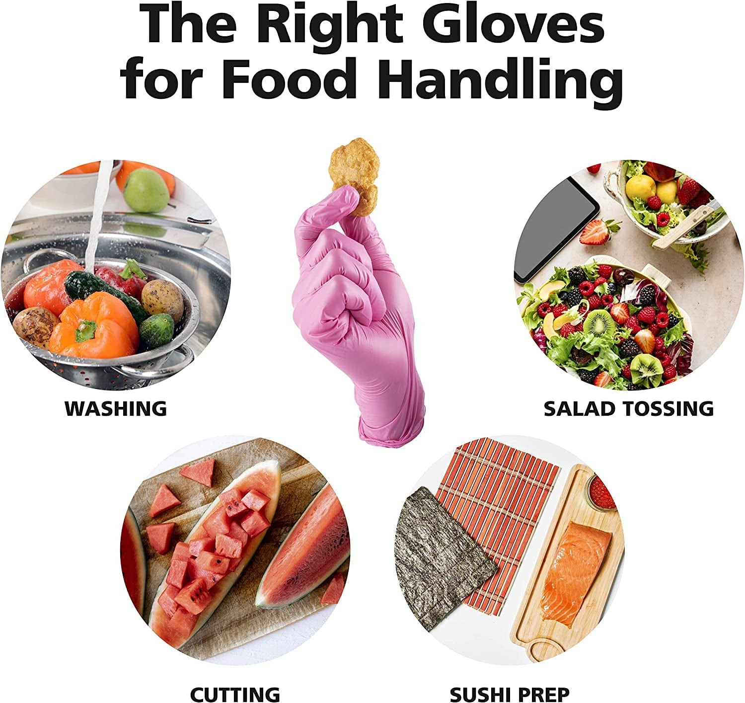 Disposable Gloves for Women, Pink Vinyl Gloves Disposable Latex Free for Cooking, Food Prep, Cleaning, Hair Dye, Tattoo, Medium Duty, Touch Screen, Large, 100 Pack
