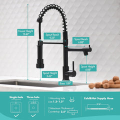 Kitchen Faucets with Pull down Sprayer,Matte Black Single Handle | Single Hole,Lead-Free,Rv Kitchen Faucet for Farmhouse Bar Laundry Outdoor Sink