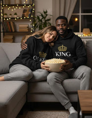 King Queen Matching Couple Hoodie Set His Hers Valentine'S Day | Cozy Cotton-Blend His and Hers Hoodie Set; Great for Valentine'S Day, Anniversary, Newlywed Couples Gift
