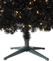 Black Artificial Christmas Tree | Essentials - Black Tree - 6 Ft | Pre-Lit 300 LED Clear Lights | Includes Tree Stand, On/Off Foot Pedal, Extra Bulbs & Fuses