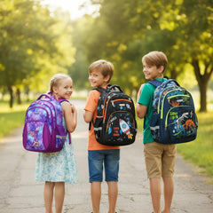 Kids Backpack for School Boys 6-10Age,16In Elementary Space Prints Bookbag | Kindergarten Lightweight Waterproof Large Capacity Sturdy Durable 6-Pockets Chest Buckle and Reflective Stripsfor Backpack