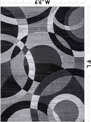 Abstract Circles Contemporary High Traffic Area Rug Gray 6'6" X 9' | Rectangular, Size 6'6" X 9', Living Room, Bedroom, Dining Room, Home Office, Kitchen, Entryway, Hallway, Nursery, Kids Room