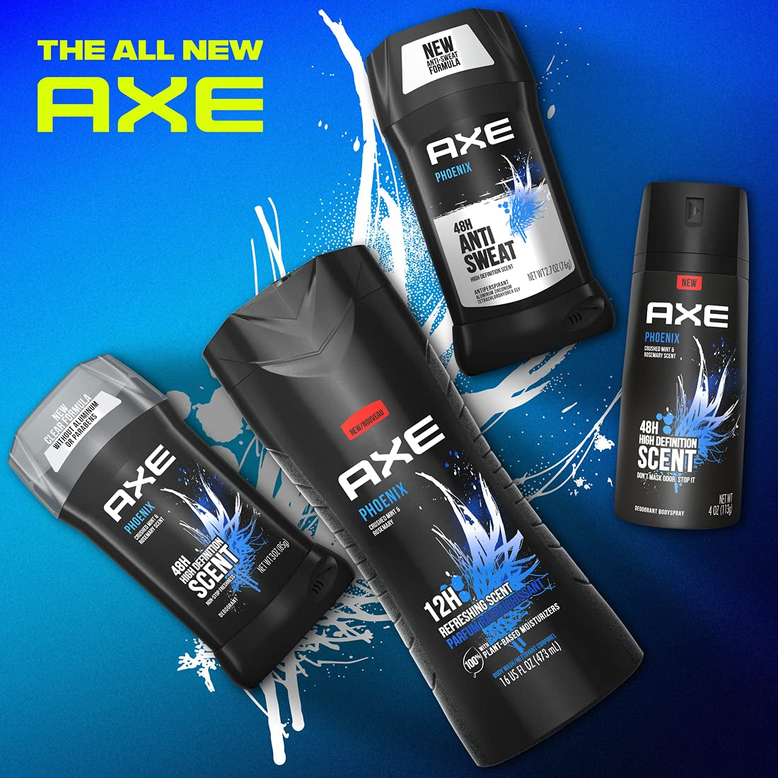 AXE Antiperspirant Phoenix 4PK 48H Sweat & Odor Protection 4 Pack 2.7 Oz | for Nights Out, Helps Stay Fresh & Confident, with 48H Protection, Mint & Rosemary Scent