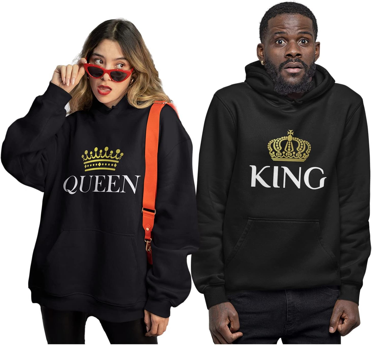 King Queen Matching Couple Hoodie Set His Hers Valentine'S Day | Cozy Cotton-Blend His and Hers Hoodie Set; Great for Valentine'S Day, Anniversary, Newlywed Couples Gift