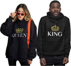 King Queen Matching Couple Hoodie Set His Hers Valentine'S Day | Cozy Cotton-Blend His and Hers Hoodie Set; Great for Valentine'S Day, Anniversary, Newlywed Couples Gift