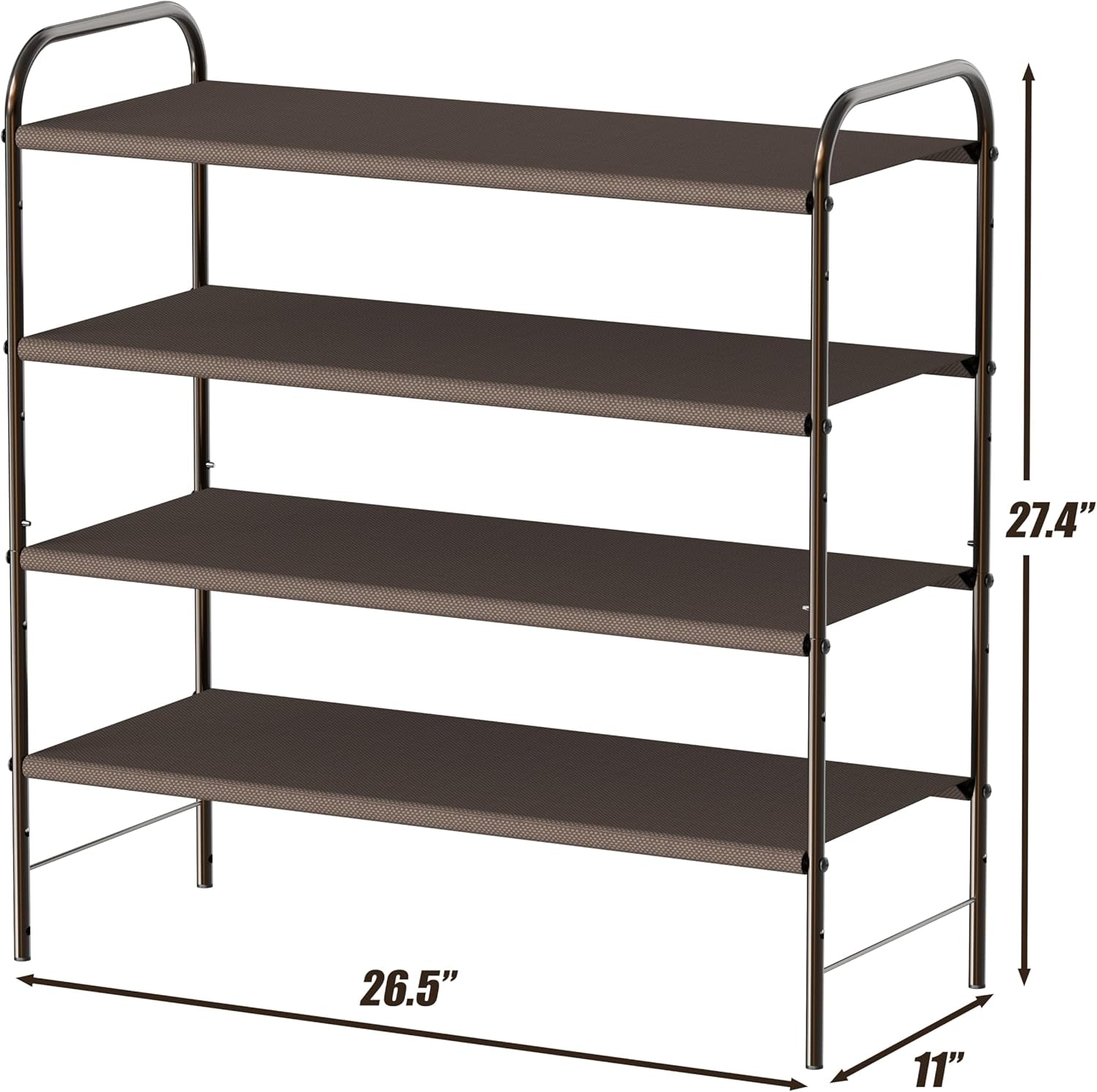 4-Tier Shoe Rack Storage Organizer, 12-20 Pair, Bronze | Space-Saving Shoe Shelf with Sturdy Metal Frame and Non-Woven Fabric Shelves for Entryway, Garage & Corridor
