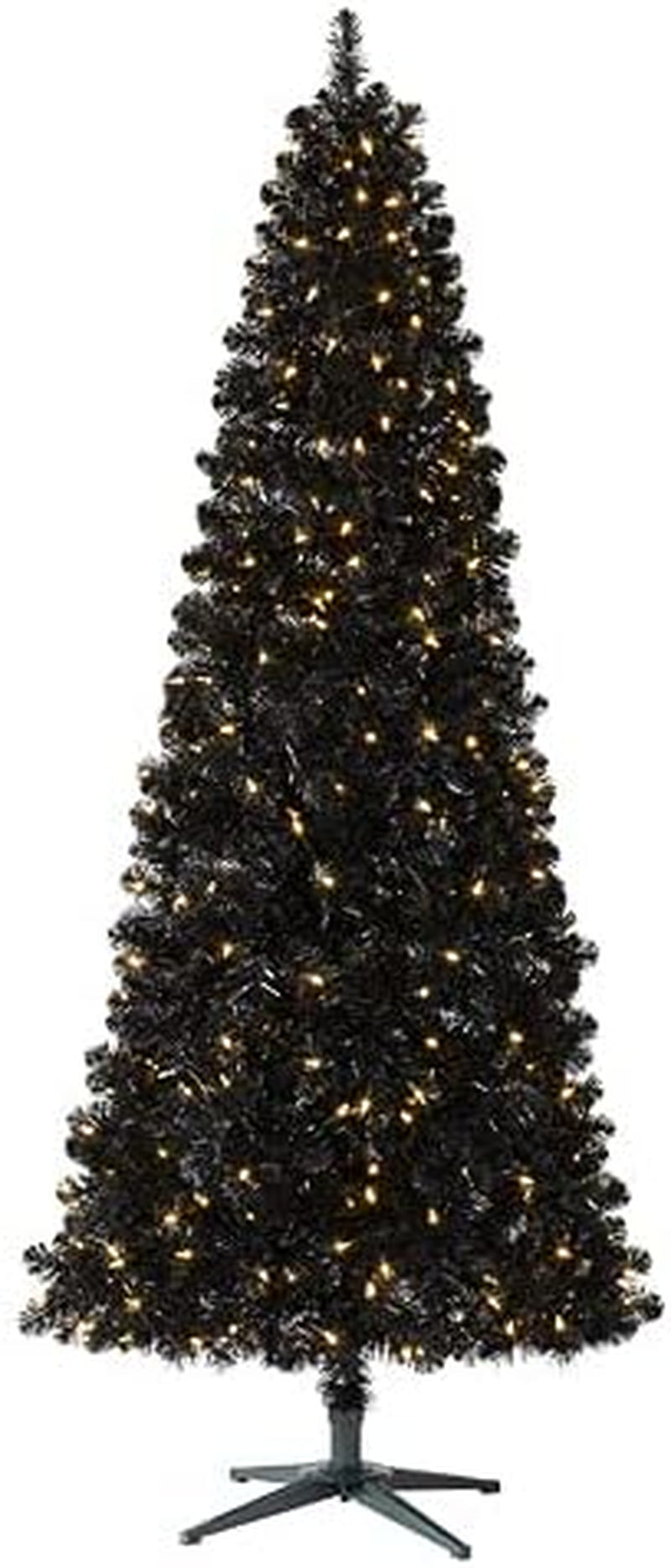 Black Artificial Christmas Tree | Essentials - Black Tree - 6 Ft | Pre-Lit 300 LED Clear Lights | Includes Tree Stand, On/Off Foot Pedal, Extra Bulbs & Fuses
