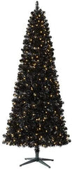 Black Artificial Christmas Tree | Essentials - Black Tree - 6 Ft | Pre-Lit 300 LED Clear Lights | Includes Tree Stand, On/Off Foot Pedal, Extra Bulbs & Fuses