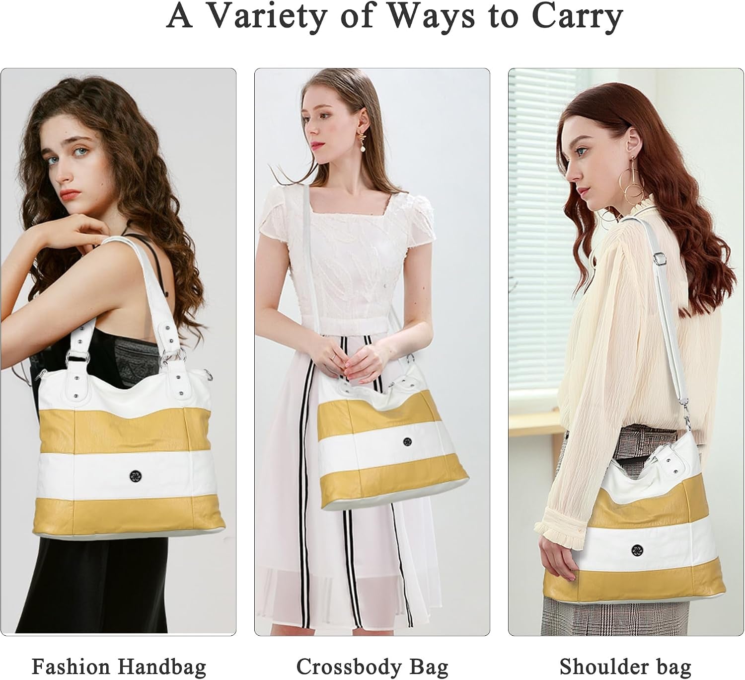 Hobo Purses for Women Multi-Color Striped Lattice Cross Body Shoulder Purse Bag Tote Handbag