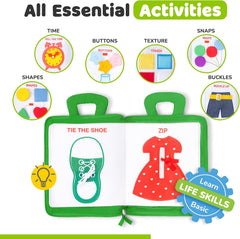 Busy Book for Toddlers 1-3, Montessori Plane Toys for Toddlers 1 Year Old | Long Flight Must Have, Airplane Toddler Travel Toys, No Noise Activity Book, All Parts Attached, Gift for Girls & Boys