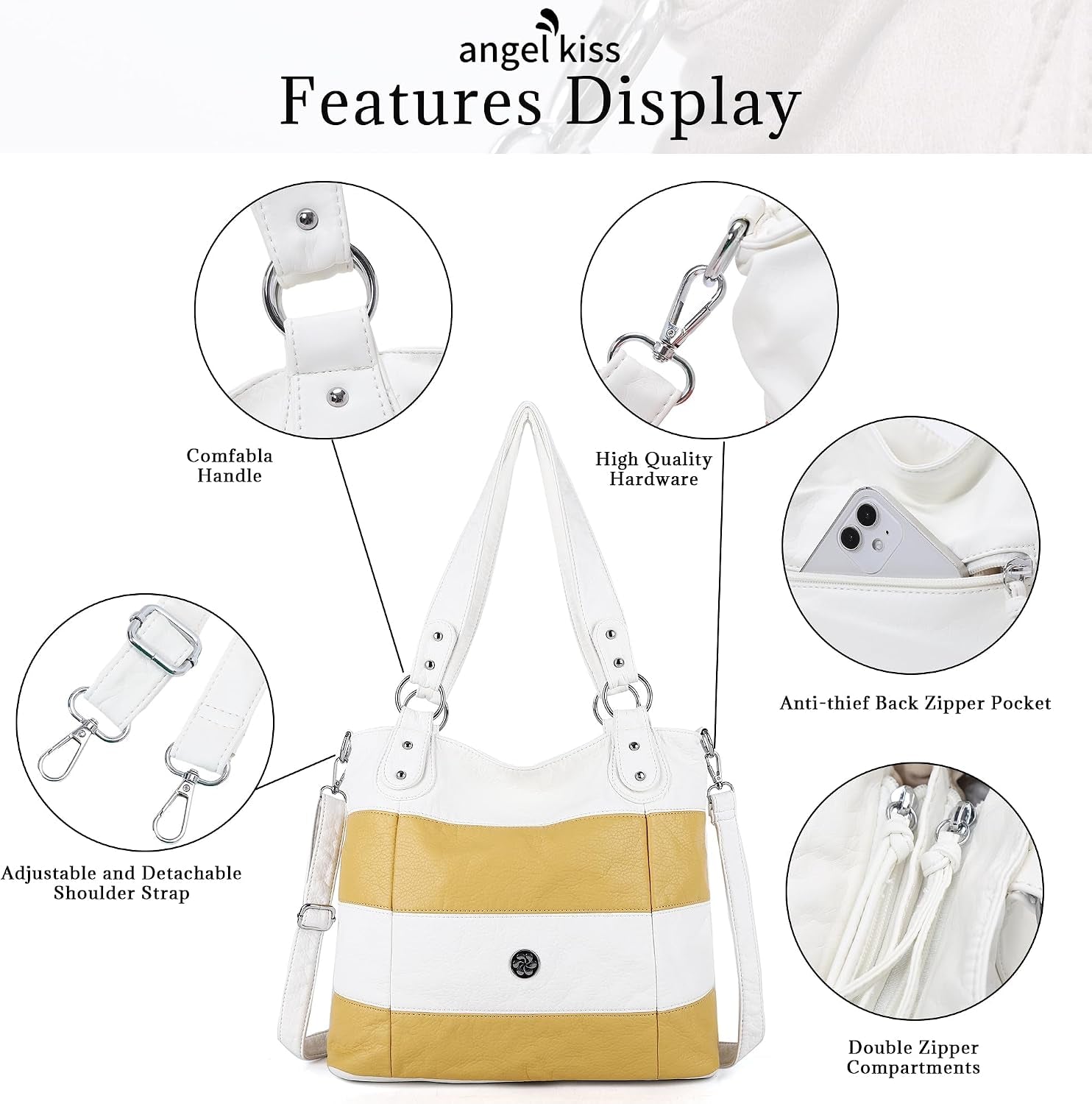 Hobo Purses for Women Multi-Color Striped Lattice Cross Body Shoulder Purse Bag Tote Handbag