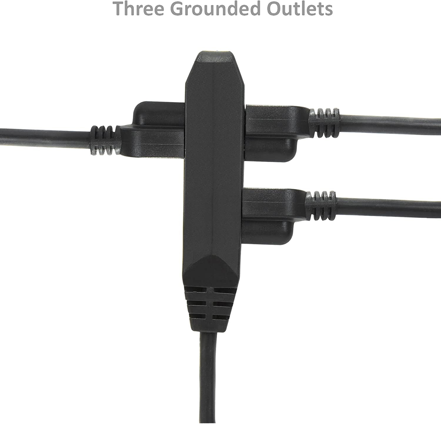 10 Feet Extension Cord/Wire, 3 Prong Grounded, 3 Outlets, Heavy Duty, Black (2 Pack)
