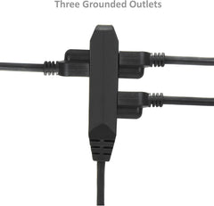 10 Feet Extension Cord/Wire, 3 Prong Grounded, 3 Outlets, Heavy Duty, Black (2 Pack)