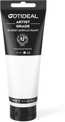 Acrylic Paint Titanium White Tubes 120Ml (4.1 Oz), Acrylic Paints | Non Toxic Non Fading, Rich Pigments, for Painters, Adults & Kids, Ideal for Canvas Wood Clay Fabric Ceramic Craft Supplies