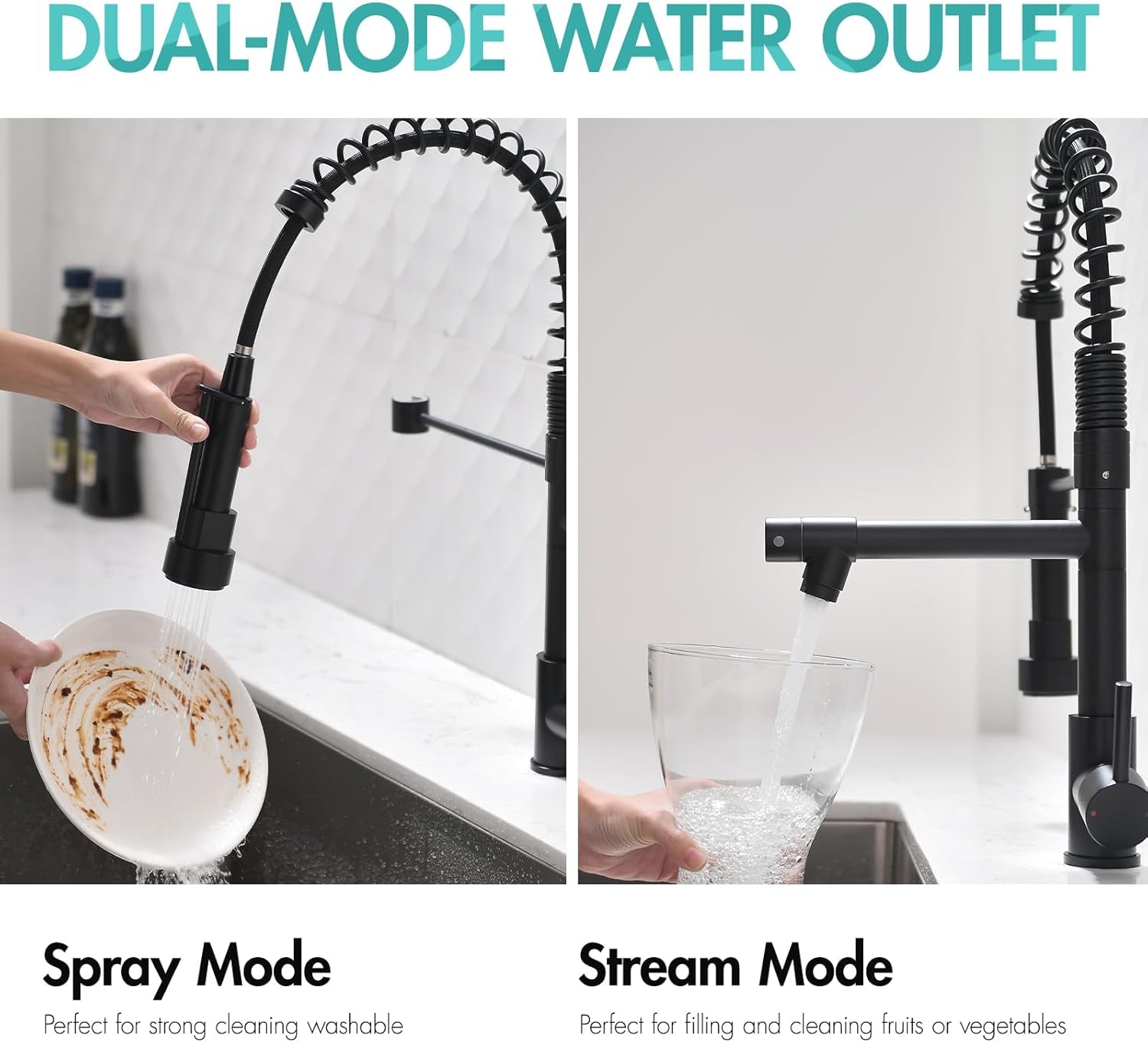 Kitchen Faucets with Pull down Sprayer,Matte Black Single Handle | Single Hole,Lead-Free,Rv Kitchen Faucet for Farmhouse Bar Laundry Outdoor Sink