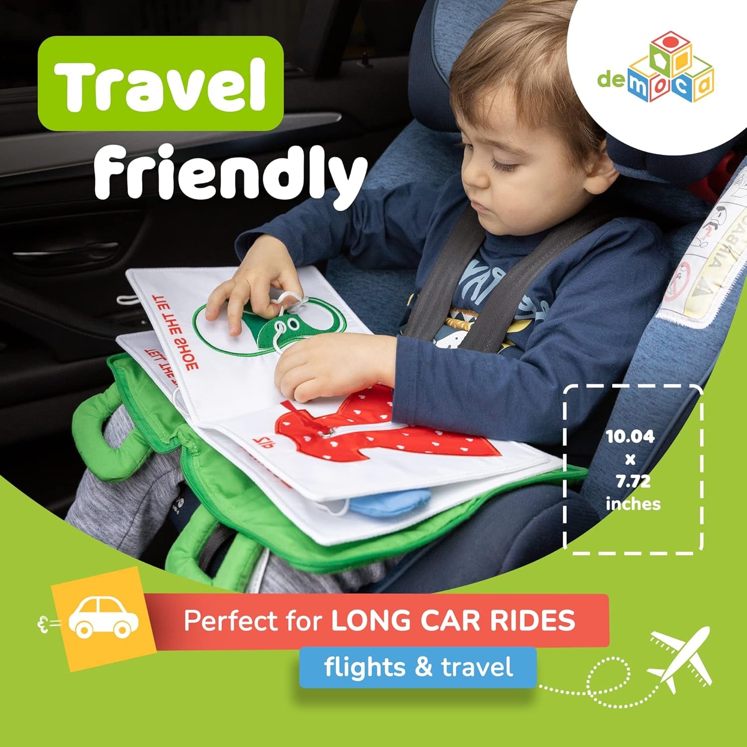 Busy Book for Toddlers 1-3, Montessori Plane Toys for Toddlers 1 Year Old | Long Flight Must Have, Airplane Toddler Travel Toys, No Noise Activity Book, All Parts Attached, Gift for Girls & Boys