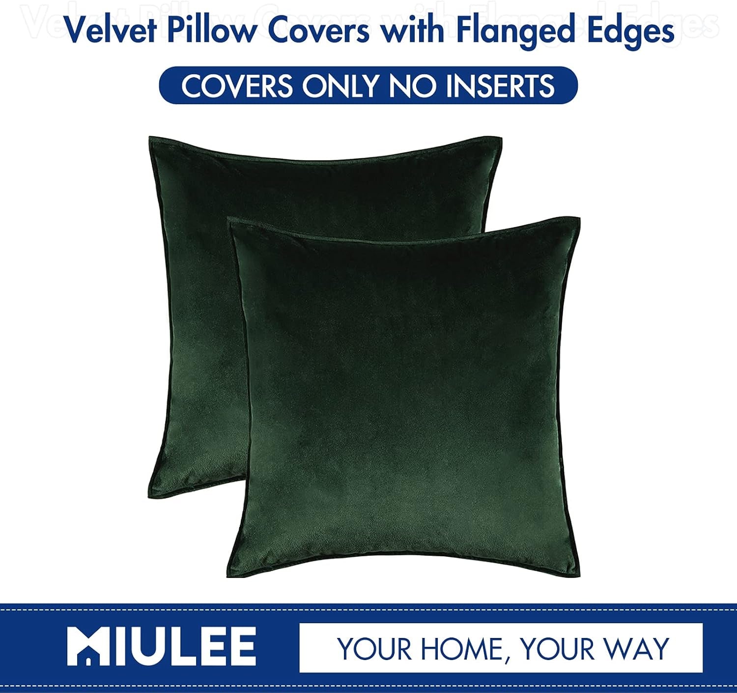 Decorative Army Green Velvet Throw Pillow Covers for Couch 20X20 in | 2 Pack, Soft Solid Square Pillow Covers, Modern Luxury Home Decor, for Sofa Bed Living Room