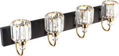 LED Modern Vanity Lights Fixtures 4 Lights Black Vanity Lights Crystal Modern Matte Black Vanity Lights for Bathroom