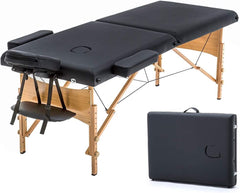 Massage Bed Portable Folding Massage Table 24" Wide,Black | | 2-Fold Lash Bed Height-Adjustable with Carry Bag, 450Lbs Capacity for Massage, Facial, Tattoo, Home, Spa