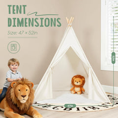 Teepee Tent for Kids Indoor - Toddler Play Tent Washable Tipi Sleepover Tents for Girls & Boys - Foldable Playhouse Gift Toys