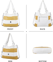 Hobo Purses for Women Multi-Color Striped Lattice Cross Body Shoulder Purse Bag Tote Handbag