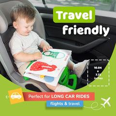 Busy Book for Toddlers 1-3, Montessori Plane Toys for Toddlers 1 Year Old | Long Flight Must Have, Airplane Toddler Travel Toys, No Noise Activity Book, All Parts Attached, Gift for Girls & Boys