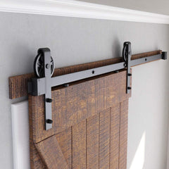 6 Feet Heavy Duty Sliding Barn Door Hardware Kit, 4FT - 18FT, Black, Smoothly and Quietly, Simple and Easy to Install, Fit 36" Wide Panel (Industrial Bigwheel Hangers) | 4FT - 18FT, Black, Smoothly and Quietly, Simple and Easy to Install, Fit 36" Wide Panel (Industrial Bigwheel Hangers)