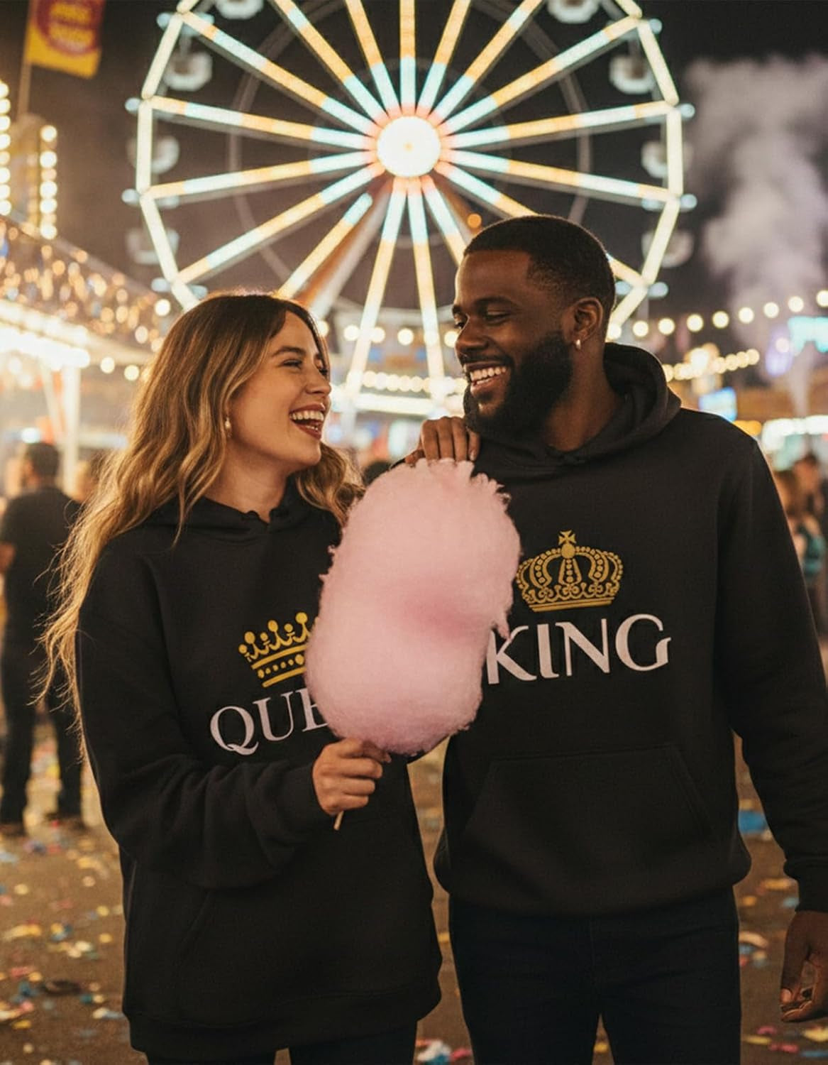 King Queen Matching Couple Hoodie Set His Hers Valentine'S Day | Cozy Cotton-Blend His and Hers Hoodie Set; Great for Valentine'S Day, Anniversary, Newlywed Couples Gift
