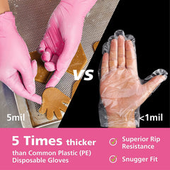 Disposable Gloves for Women, Pink Vinyl Gloves Disposable Latex Free for Cooking, Food Prep, Cleaning, Hair Dye, Tattoo, Medium Duty, Touch Screen, Large, 100 Pack