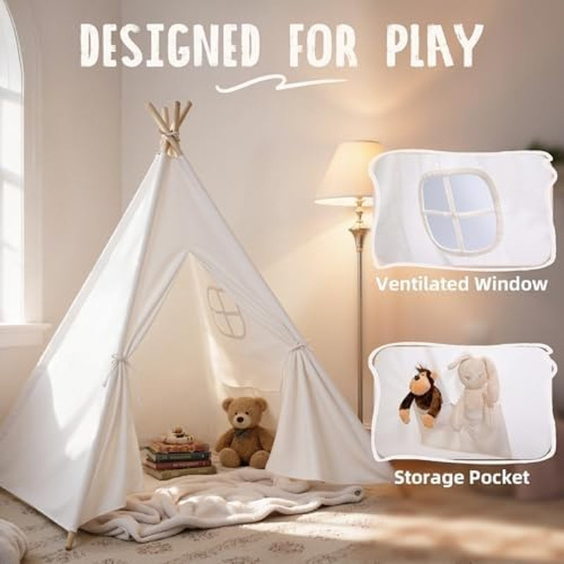 Teepee Tent for Kids Indoor - Toddler Play Tent Washable Tipi Sleepover Tents for Girls & Boys - Foldable Playhouse Gift Toys
