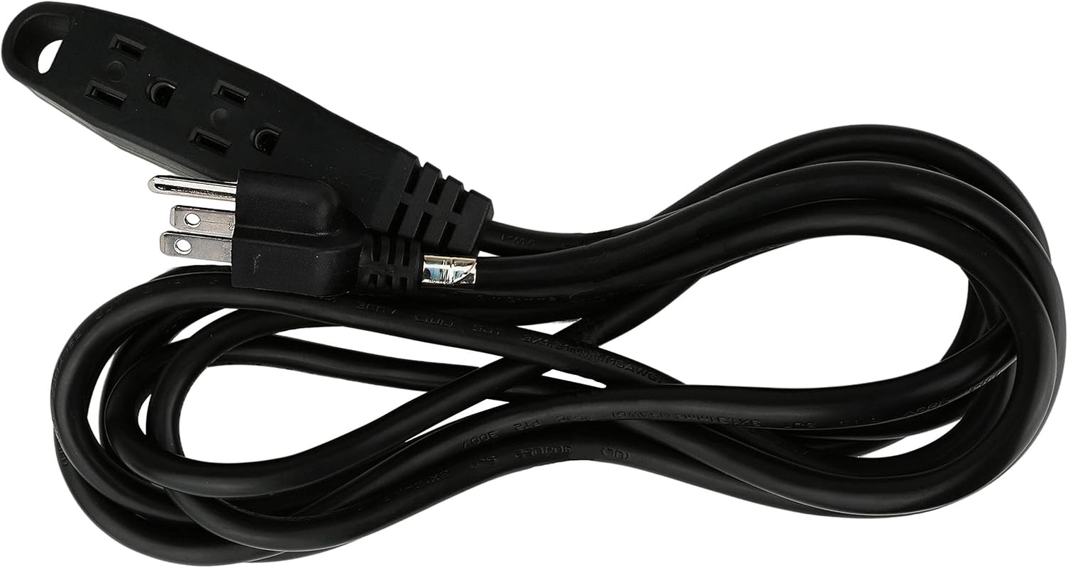 10 Feet Extension Cord/Wire, 3 Prong Grounded, 3 Outlets, Heavy Duty, Black (2 Pack)