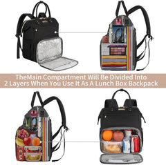 Lunch Bag Backpack, Insulated Cooler Backpack Lunch Box Laptop Backpack for Women Men Fits 15.6 Inch Laptop