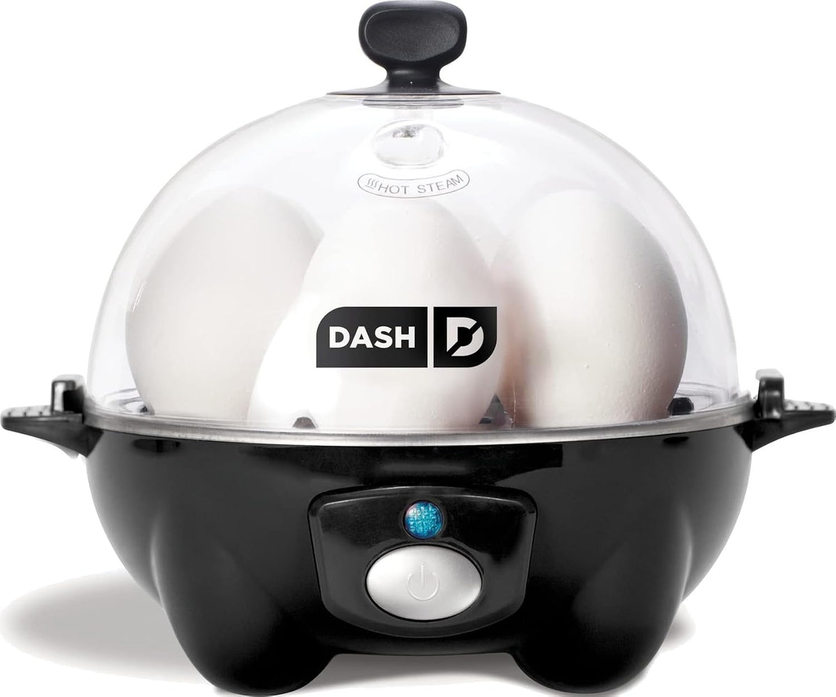 Rapid Egg Cooker: 6 Egg Capacity Electric Egg Cooker for Hard Boiled Eggs, Poached Eggs, Scrambled Eggs, or Omelets with Auto Shut off Feature - Black (DEC005BK)